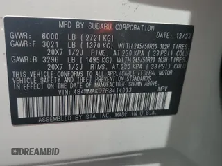 2024 Subaru Ascent Onyx Limited with VIN 4S4WMAKD7R3414033, listed as a Copart auction lot 60676145 with Not provided miles and Clean title. Bid and sale history available at DreamBid. Image 14.