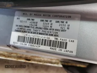 2016 Mazda 6 i Sport with VIN JM1GJ1U57G1416106, listed as a Copart auction lot 55730925 with 171,962 mi miles and Salvage Title. Bid and sale history available at DreamBid. Image 12.