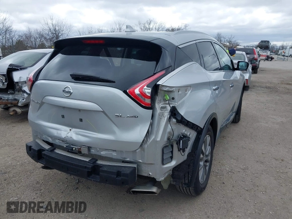 2016 Nissan Murano S with VIN 5N1AZ2MH8GN169195, listed as a IAAI auction lot 41971810 with 124,929 mi miles. Bid and sale history available at carsss.com. Image 4.