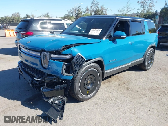 2025 Rivian R1S Adventure with VIN 7PDSGBBA9SN056202, listed as a IAAI auction lot 40766927 with 1,688 mi miles. Bid and sale history available at carsss.com. Image 6.