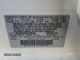 2016 Nissan Versa S Plus с VIN 3N1CN7APXGL900469, выставлен на аукционе Copart как лот 48329715 с пробегом 102 392 миль миль и Списание • Salvage title. История ставок и продаж доступна на DreamBid. Изображение 14.