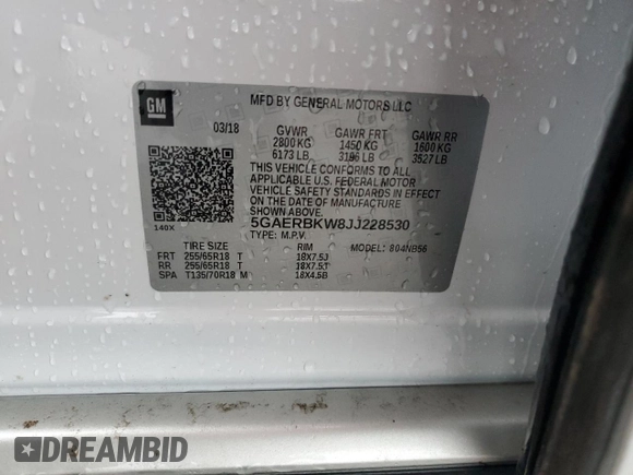 2018 Buick Enclave Essence with VIN 5GAERBKW8JJ228530, listed as a Copart auction lot 50631115 with 92,874 mi miles and Salvage Title. Bid and sale history available at DreamBid. Image 16.
