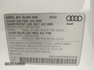 2022 Audi e-tron Premium Plus with VIN WA1LAAGE6NB033284, listed as a IAAI auction lot 41784457 with 30,964 mi miles and . Bid and sale history available at DreamBid. Image 9.