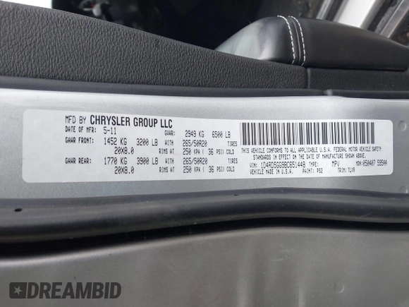2011 Dodge Durango Citadel with VIN 1D4RD5GG9BC651448, listed as a IAAI auction lot 42297512 with 89,854 mi miles and . Bid and sale history available at DreamBid. Image 9.
