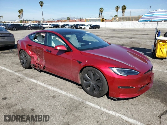 2023 Tesla Model S with VIN 5YJSA1E53PF525324, listed as a Copart auction lot 48079685 with Not provided miles and Salvage title. Bid and sale history available at DreamBid. Image 4.