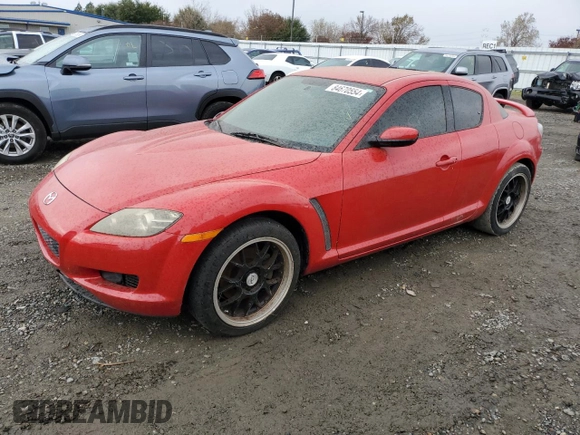 2005 Mazda RX-8 with VIN JM1FE17N050160633, listed as a Copart auction lot 43819245 with 88,404 mi miles and Clean Title. Bid and sale history available at carsss.com. Image 1.