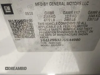 2018 Chevrolet Impala Premier с VIN 1G1125S32JU144980, выставлен на аукционе IAAI как лот 41666408 с пробегом Не указан миль и . История ставок и продаж доступна на DreamBid. Изображение 9.