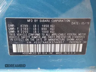 2019 Subaru Impreza with VIN 4S3GTAA62K3744957, listed as a IAAI auction lot 42363574 with 83,710 mi miles and . Bid and sale history available at DreamBid. Image 9.