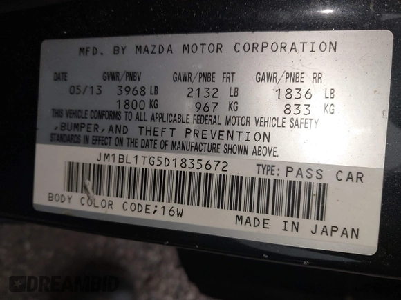 2013 Mazda 3 i SV with VIN JM1BL1TG5D1835672, listed as a IAAI auction lot 42009884 with 96,097 mi miles. Bid and sale history available at carsss.com. Image 9.