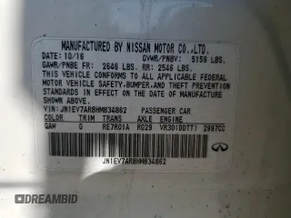 2017 Infiniti Q50 Premium with VIN JN1EV7AR8HM834862, listed as a Copart auction lot 62843284 with 65,169 mi miles and Non Repairable. Bid and sale history available at carsss.com. Image 12.
