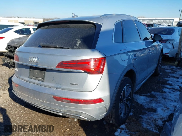 2021 Audi Q5 Premium Plus with VIN WA1BAAFY0M2013652, listed as a IAAI auction lot 41339877 with 99,523 mi miles. Bid and sale history available at carsss.com. Image 4.