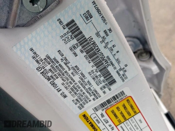 2019 Ford Fusion Titanium with VIN 3FA6P0SU7KR208701, listed as a Copart auction lot 54910895 with 114,991 mi miles and Salvage title. Bid and sale history available at DreamBid. Image 12.