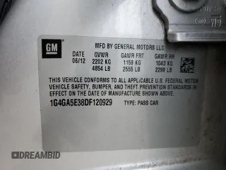 2013 Buick LaCrosse с VIN 1G4GA5E38DF120929, выставлен на аукционе Copart как лот 85129384 с пробегом 121 425 миль миль и Списание • Salvage title. История ставок и продаж доступна на DreamBid. Изображение 12.