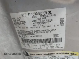 2014 Ford F-150 XL with VIN 1FTFW1EF9EKD53666, listed as a IAAI auction lot 42561185 with 239,511 mi miles and . Bid and sale history available at DreamBid. Image 9.
