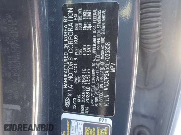2014 Kia Soul + with VIN KNDJP3A54E7035358, listed as a Copart auction lot 44962255 with 120,578 mi miles and Salvage Title. Bid and sale history available at carsss.com. Image 14.