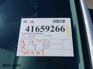 2018 Hyundai Elantra SE with VIN 5NPD74LF9JH292627, listed as a IAAI auction lot 41659266 with 59,907 mi miles. Bid and sale history available at carsss.com. Image 17.