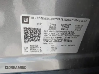 2021 GMC Terrain SLT with VIN 3GKALVEV8ML365374, listed as a IAAI auction lot 41780272 with 97,660 mi miles and . Bid and sale history available at carsss.com. Image 9.