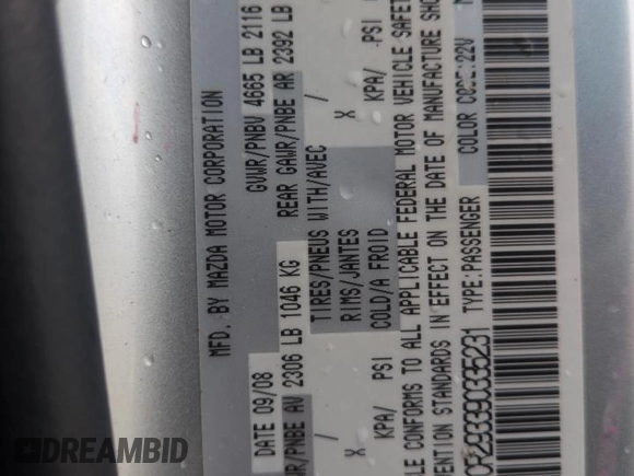 2009 Mazda 5 Grand Touring with VIN JM1CR293390335231, listed as a Copart auction lot 55560285 with 96,502 mi miles and Salvage title. Bid and sale history available at DreamBid. Image 13.