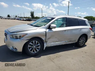 2014 Infiniti QX60 with VIN 5N1AL0MM5EC552698, listed as a Copart auction lot 57071675 with 123,610 mi miles and Salvage title. Bid and sale history available at DreamBid. Image 1.