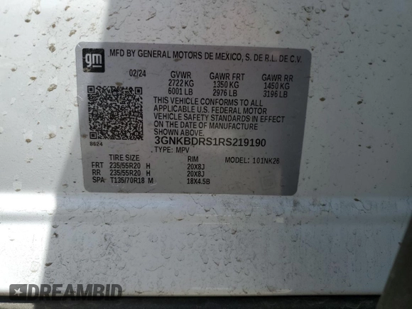 2024 Chevrolet Blazer LT z VIN 3GNKBDRS1RS219190, wystawiony jako Copart lot #53157555 z przebiegiem 13 013 mil mil oraz Szkoda całkowita • Salvage title. Historia ofert i sprzedaży dostępna na DreamBid. Obrazek 12.