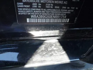 2014 BMW 3 Series 335i xDrive with VIN WBA3B9G50ENR91754, listed as a IAAI auction lot 41430306 with 127,313 mi miles and . Bid and sale history available at carsss.com. Image 9.