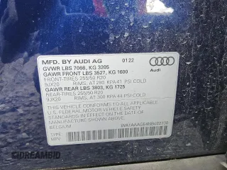 2022 Audi e-tron Premium with VIN WA1AAAGE4NB022730, listed as a Copart auction lot 56118575 with 47,680 mi miles and Clean title. Bid and sale history available at DreamBid. Image 13.