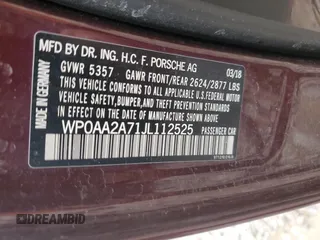 2018 Porsche Panamera with VIN WP0AA2A71JL112525, listed as a Copart auction lot 51806245 with 41,117 mi miles and Clean Title. Bid and sale history available at DreamBid. Image 13.