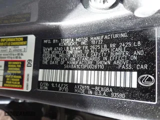 2023 Lexus ES with VIN 58ABA1C13PU028110, listed as a IAAI auction lot 41691624 with 28,108 mi miles. Bid and sale history available at carsss.com. Image 9.