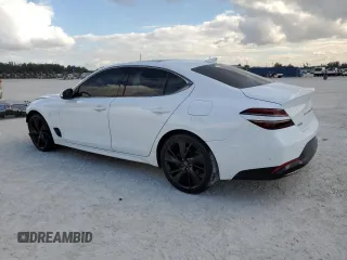 2023 Genesis G70 2.0T with VIN KMTG34TA4PU104576, listed as a Copart auction lot 85082044 with 28,821 mi miles and Salvage Title. Bid and sale history available at DreamBid. Image 2.
