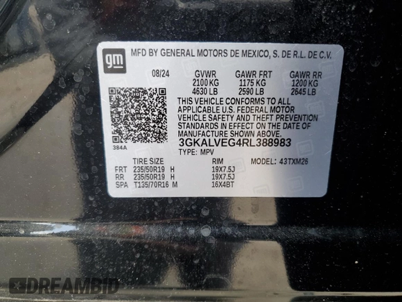 2024 GMC Terrain SLT с VIN 3GKALVEG4RL388983, выставлен на аукционе Copart как лот 61202565 с пробегом 4 728 миль миль и Списание • Salvage title. История ставок и продаж доступна на DreamBid. Изображение 14.