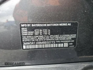 2021 BMW 3 Series 330i xDrive with VIN 3MW5R7J08M8B50773, listed as a Copart auction lot 51271305 with 63,569 mi miles and Clean Title. Bid and sale history available at carsss.com. Image 12.