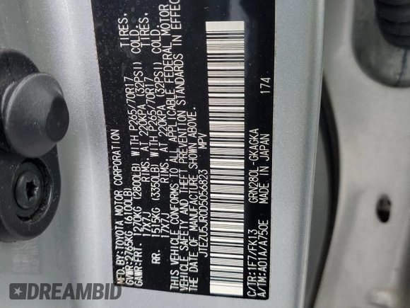 2013 Toyota 4Runner SR5 with VIN JTEZU5JR0D5056823, listed as a Copart auction lot 57745965 with 86,776 mi miles and Salvage title. Bid and sale history available at DreamBid. Image 12.