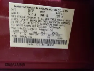 2008 Nissan Altima 2.5 with VIN 1N4AL21E58C158450, listed as a Copart auction lot 52567135 with 201,152 mi miles and Clean Title. Bid and sale history available at carsss.com. Image 12.