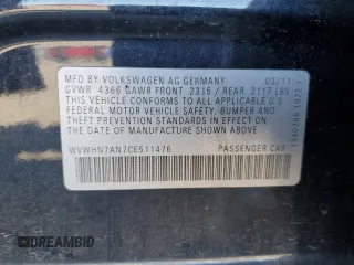 2012 Volkswagen CC Lux with VIN WVWHN7AN7CE511476, listed as a Copart auction lot 49406935 with 145,941 mi miles and Salvage Title. Bid and sale history available at carsss.com. Image 12.