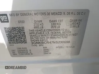 2022 Chevrolet Blazer LT z VIN 3GNKBCR47NS230698, wystawiony jako IAAI lot #42299456 z przebiegiem 23 695 mil mil oraz . Historia ofert i sprzedaży dostępna na DreamBid. Obrazek 9.