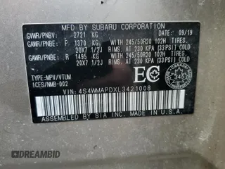 2020 Subaru Ascent Limited z VIN 4S4WMAPDXL3421008, wystawiony jako Copart lot #55452475 z przebiegiem 125 853 mil mil oraz Szkoda całkowita • Salvage title. Historia ofert i sprzedaży dostępna na DreamBid. Obrazek 14.