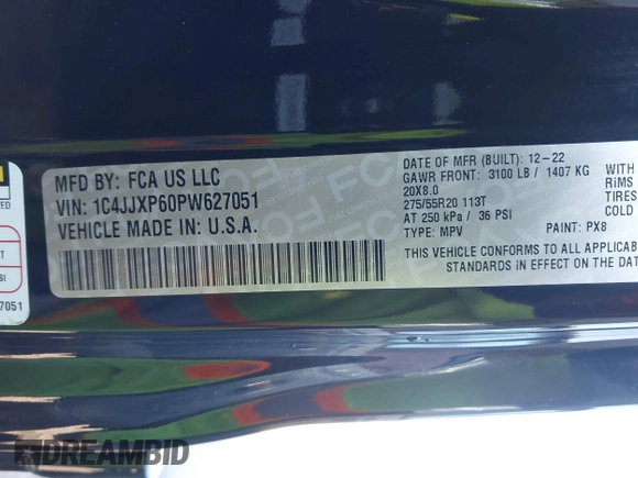 2023 Jeep Wrangler Sahara z VIN 1C4JJXP60PW627051, wystawiony jako IAAI lot #42290712 z przebiegiem 28 269 mil mil oraz . Historia ofert i sprzedaży dostępna na DreamBid. Obrazek 9.