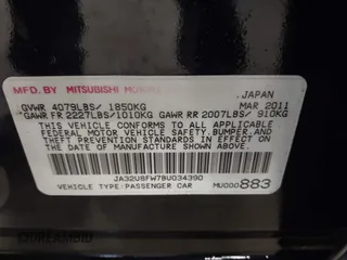 2011 Mitsubishi Lancer GTS with VIN JA32U8FW7BU034390, listed as a IAAI auction lot 41643536 with 130,319 mi miles and . Bid and sale history available at carsss.com. Image 9.
