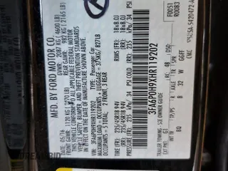 2017 Ford Fusion SE z VIN 3FA6P0H9XHR119202, wystawiony jako Copart lot #55774645 z przebiegiem 93 525 mil mil oraz Nie do naprawy • Non repairable. Historia ofert i sprzedaży dostępna na DreamBid. Obrazek 12.