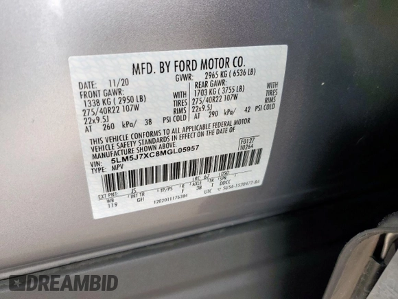2021 Lincoln Aviator Reserve with VIN 5LM5J7XC8MGL05957, listed as a Copart auction lot 59731835 with 52,788 mi miles and Salvage title. Bid and sale history available at DreamBid. Image 13.