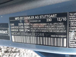 2011 Mercedes-Benz E 350 Luxury with VIN WDDHF2EB4BA382088, listed as a IAAI auction lot 41034273 with 144,254 mi miles and . Bid and sale history available at DreamBid. Image 9.