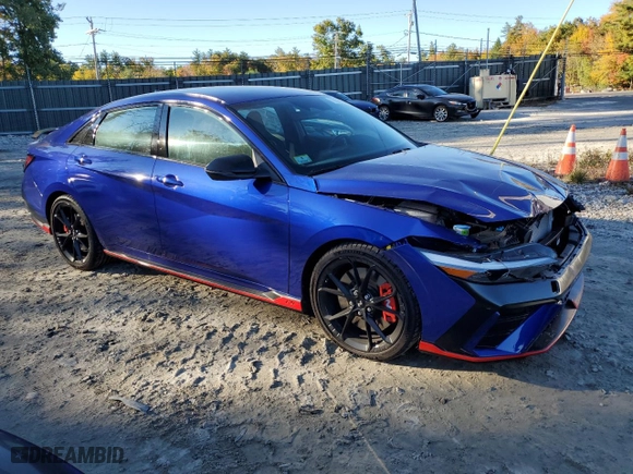 2024 Hyundai Elantra N with VIN KMHLW4DK8RU021727, listed as a Copart auction lot 75554364 with 2,386 mi miles and Salvage Title. Bid and sale history available at carsss.com. Image 4.