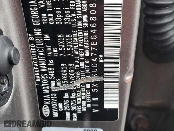 2014 Kia Sorento EX with VIN 5XYKUDA77EG468082, listed as a Copart auction lot 42286975 with 0 mi miles and Salvage Title. Bid and sale history available at carsss.com. Image 14.
