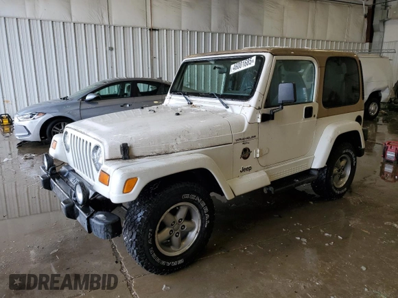 1999 Jeep Wrangler Sahara with VIN 1J4FY49S4XP428955, listed as a Copart auction lot 46001685 with 184,895 mi miles and Clean Title. Bid and sale history available at carsss.com. Image 1.