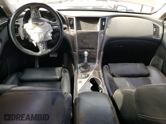 2015 Infiniti Q50 with VIN JN1BV7AR0FM393597, listed as a Copart auction lot 42804395 with 107,084 mi miles and Salvage Title. Bid and sale history available at carsss.com. Image 8.