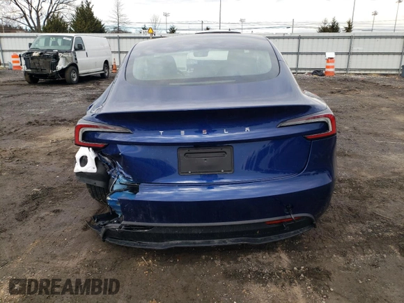 2025 Tesla Model 3 Long Range with VIN 5YJ3E1EA7SF889678, listed as a Copart auction lot 42952045 with 521 mi miles and Salvage Title. Bid and sale history available at DreamBid. Image 6.