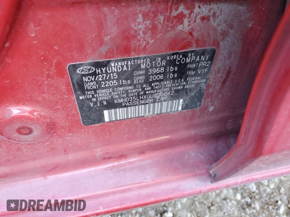 2016 Hyundai Elantra GT with VIN KMHD35LHXGU323042, listed as a Copart auction lot 78675774 with 57,378 mi miles and Salvage Title. Bid and sale history available at carsss.com. Image 12.