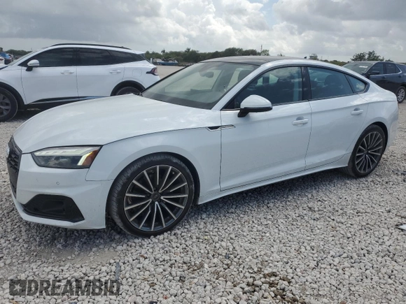 2023 Audi A5 Sportback Premium Plus with VIN WAUCBCF58PA041599, listed as a Copart auction lot 47951465 with 11,982 mi miles and Salvage Title. Bid and sale history available at carsss.com. Image 1.
