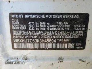 2019 BMW X1 sDrive28i with VIN WBXHU7C53K3H45694, listed as a Copart auction lot 85804084 with 151,645 mi miles and Salvage Title. Bid and sale history available at DreamBid. Image 15.