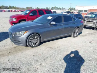 2015 Hyundai Genesis 3.8L with VIN KMHGN4JE4FU014997, listed as a IAAI auction lot 41166300 with 220,328 mi miles. Bid and sale history available at carsss.com. Image 2.